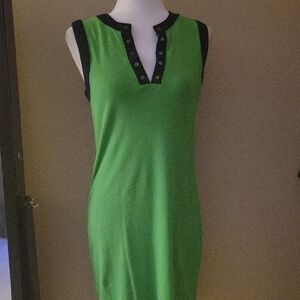 Ralph Lauren Women's Dress V-Neck Green/Navy Blue Trim Size Small $14